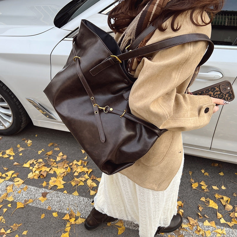 Sac à bandoulière rétro marron Grande capacité