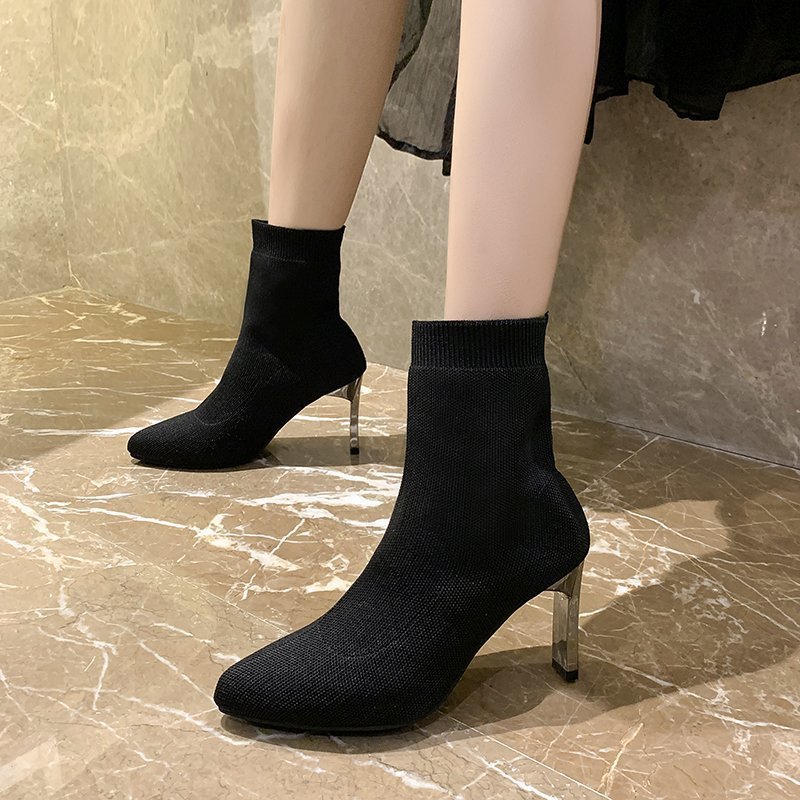 Bottes pour femme à bout pointu, style chaussette