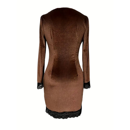 Robe courte moulante à col en V