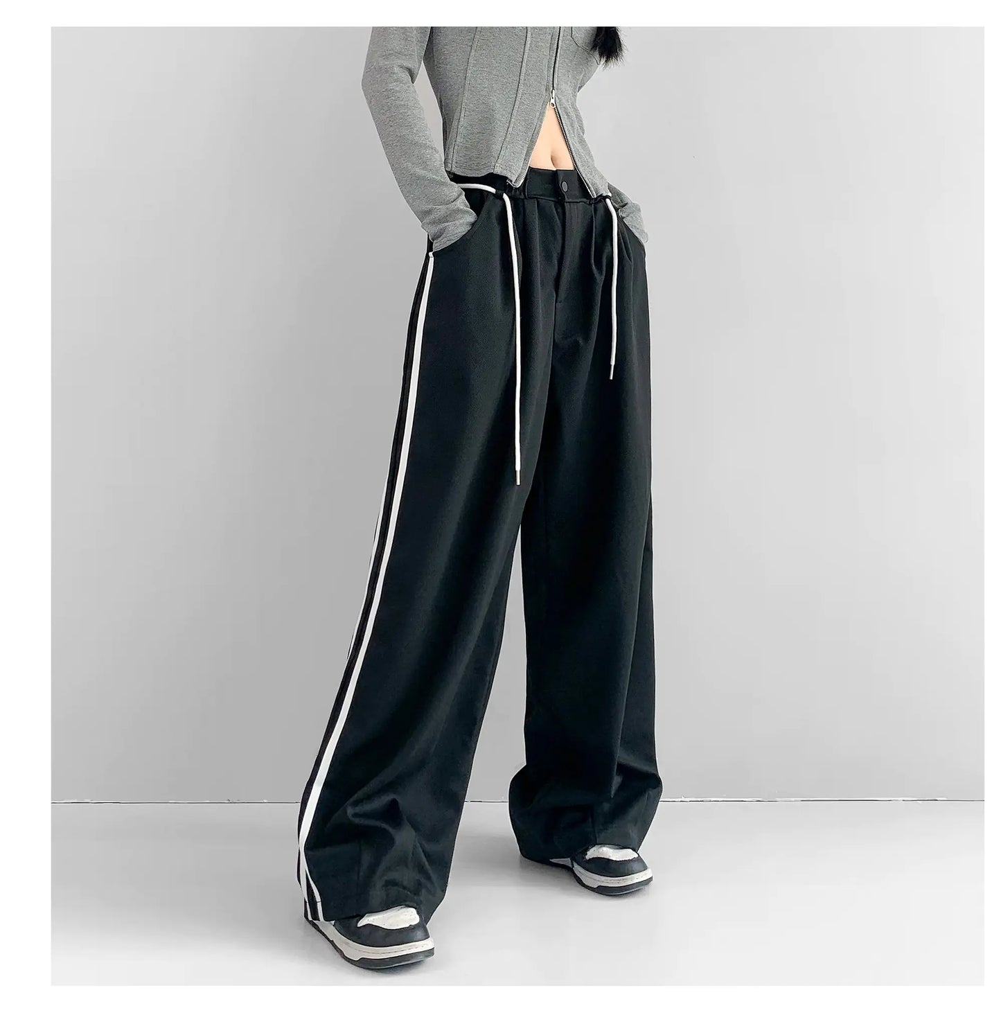 Pantalon large taille haute – Abricot